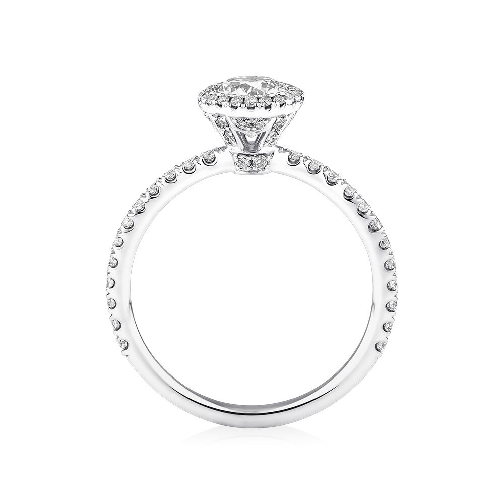 Sir Michael Hill Designer Halo Engagement Ring with 1.0 Carat TW of Diamonds in 18kt White Gold