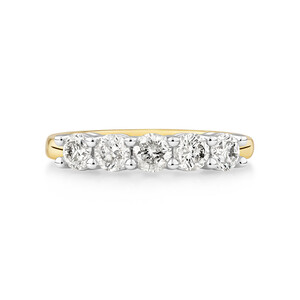 Evermore 5 Stone Wedding Band with 1 Carat TW of Diamonds in 14kt Yellow/White Gold
