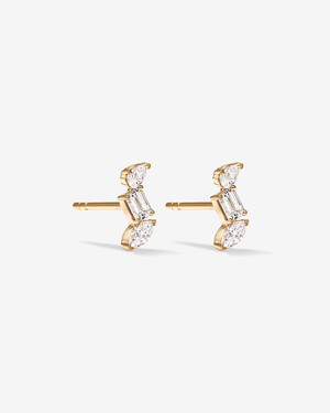 0.44 Carat TW Fancy Cut Stacked Laboratory-Grown Diamond Stud Earrings in 10kt Yellow Gold
