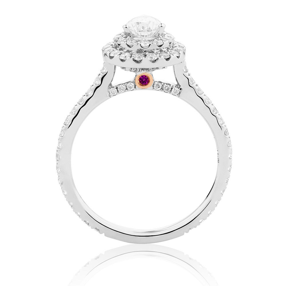 Sir Michael Hill Designer Bridal Double Halo Engagement Ring with 1.20 Carat TW of Diamonds in 14kt White Gold