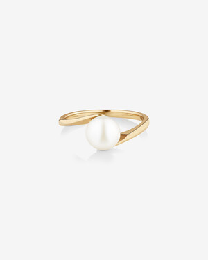 Twist Ring with Cultured Freshwater Pearl in 10kt Yellow Gold