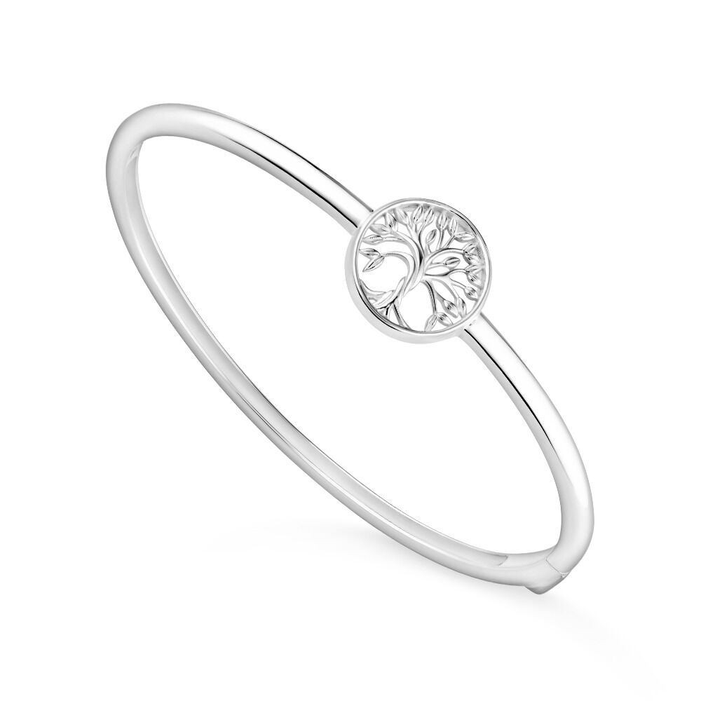62mm Polished Tree of Life Bangle in Sterling Silver