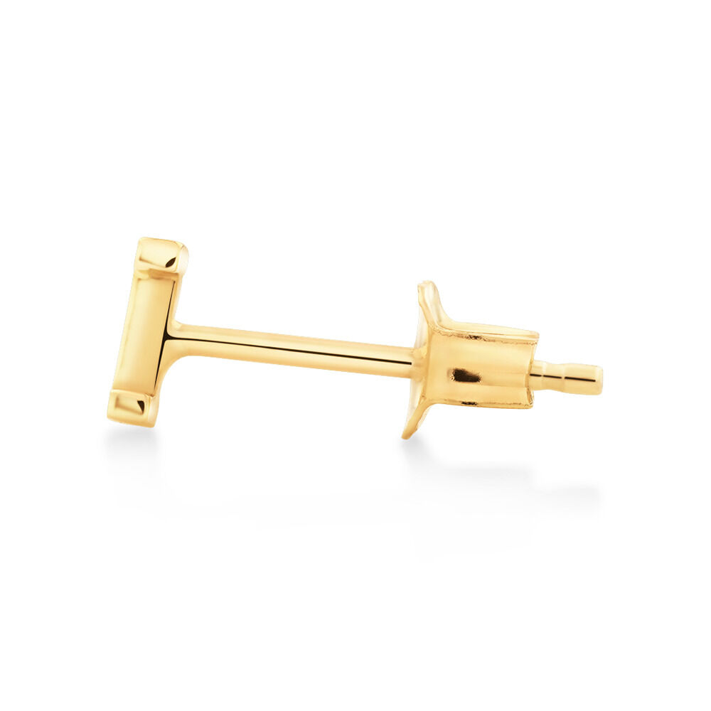I Initial Single Stud Earring in 10kt Yellow Gold