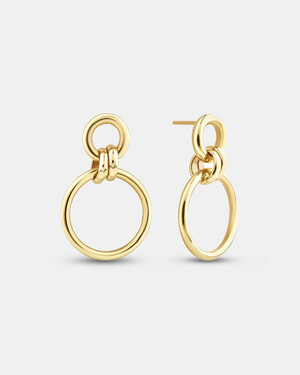 Circle Drop Stud Earrings in 10kt Yellow Gold