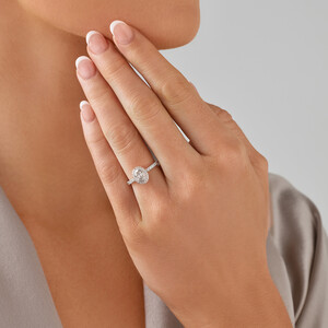 Sir Michael Hill Designer Halo Oval Engagement Ring with 1.35 Carat TW of Diamonds in 18kt White Gold