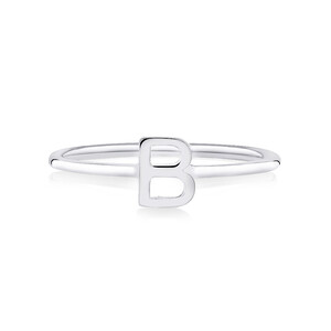 B Initial Ring in Sterling Silver