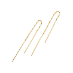 Boucles d'oreilles à fil à barre en or jaune 10 K, 93 mm