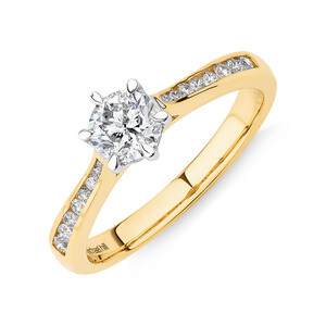 Ring with 0.73 Carat TW of Diamonds in 14kt Yellow & White Gold