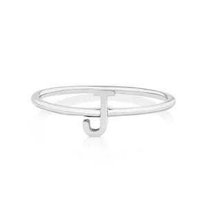 J Initial Ring in Sterling Silver