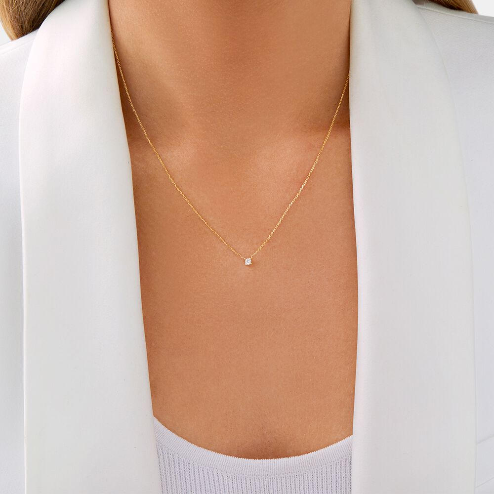 Mini Solitaire Necklace with Diamonds in 10kt Yellow Gold