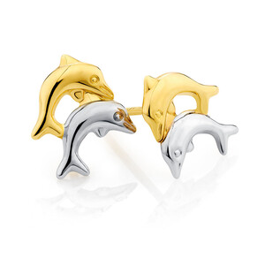 Stud Earrings in 10kt Yellow & White Gold