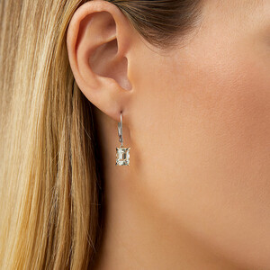 Drop Earring with Green Amethyst in Sterling Silver and 10kt Yellow Gold