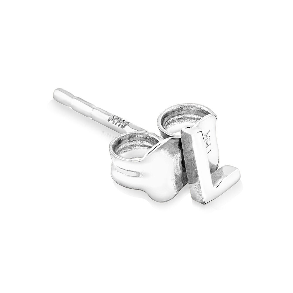 L Initial Single Stud Earring in Sterling Silver