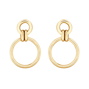 Boutons d'oreilles à pendants circulaires en or jaune 10 K
