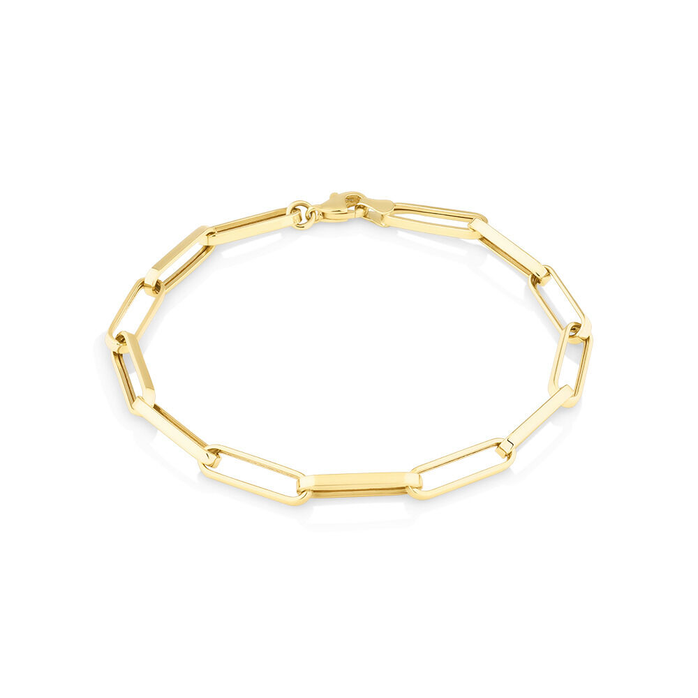 21cm (8") 4.5mm Hollow Paperclip Bracelet in 10kt Yellow Gold