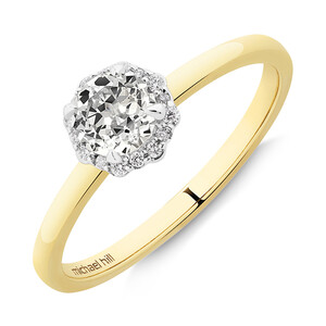 Southern Star Halo Engagement Ring with 0.50 Carat TW of Diamonds in 18kt Yellow & White Gold