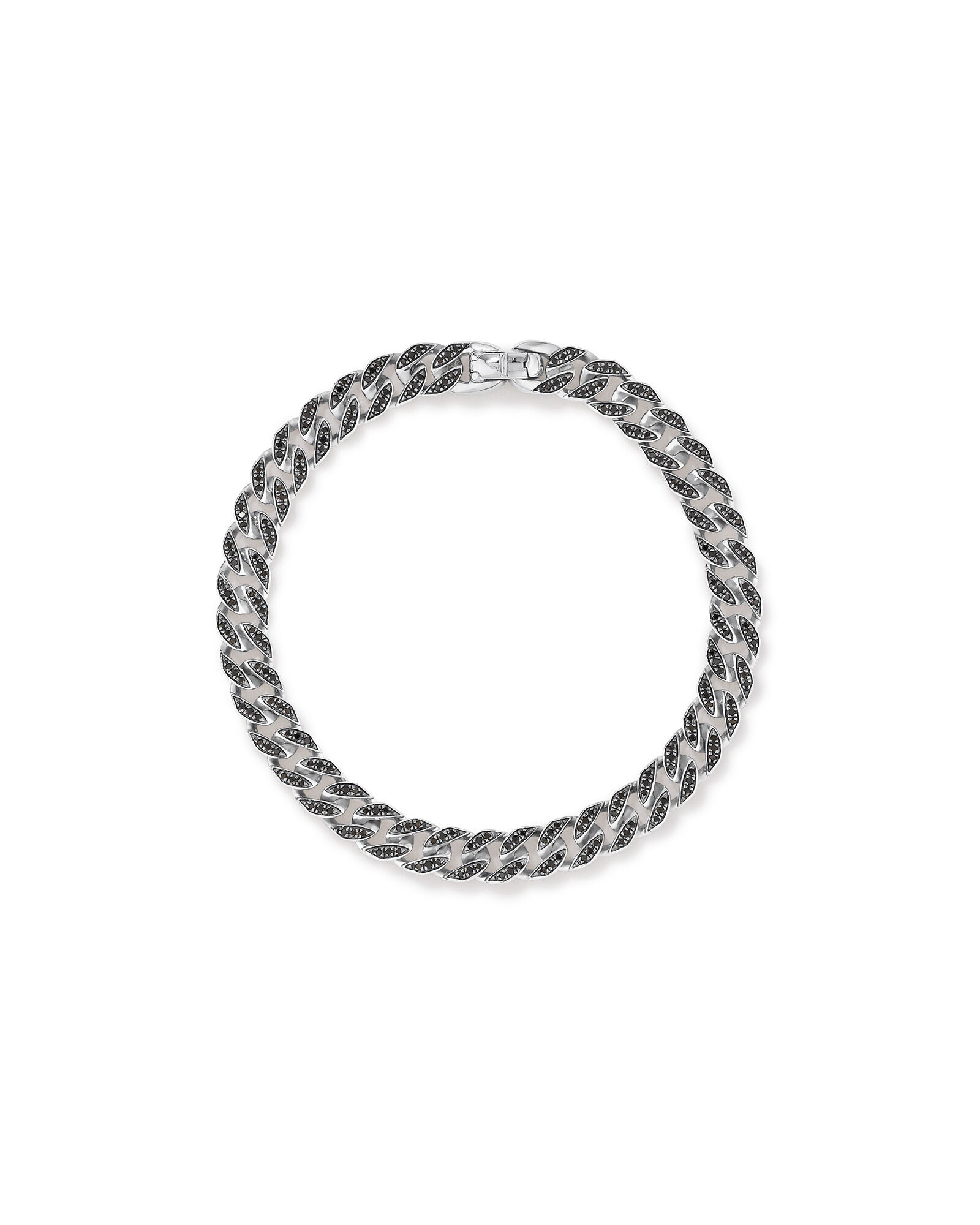 Men s 1.38 Carat TW Men s Black Diamond Cuban Bracelet in Sterling