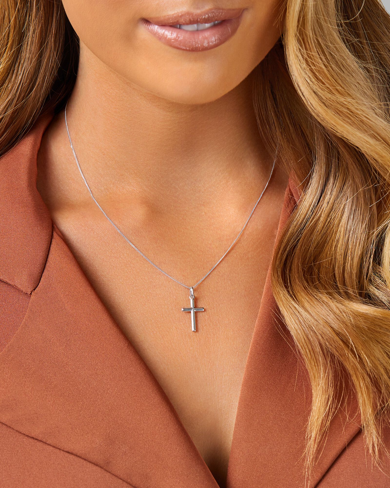 White gold crucifix and chain cheap