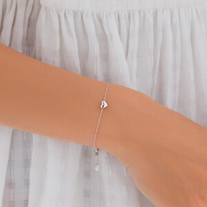 Mini Heart Bracelet with .004TW of Diamonds in Silver