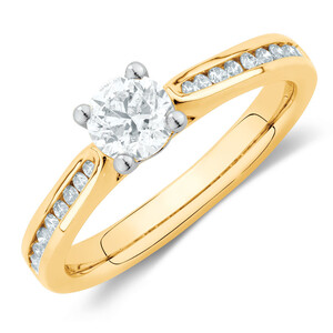 Engagement Ring with 0.78 Carat TW of Diamonds in 14kt Yellow & White Gold