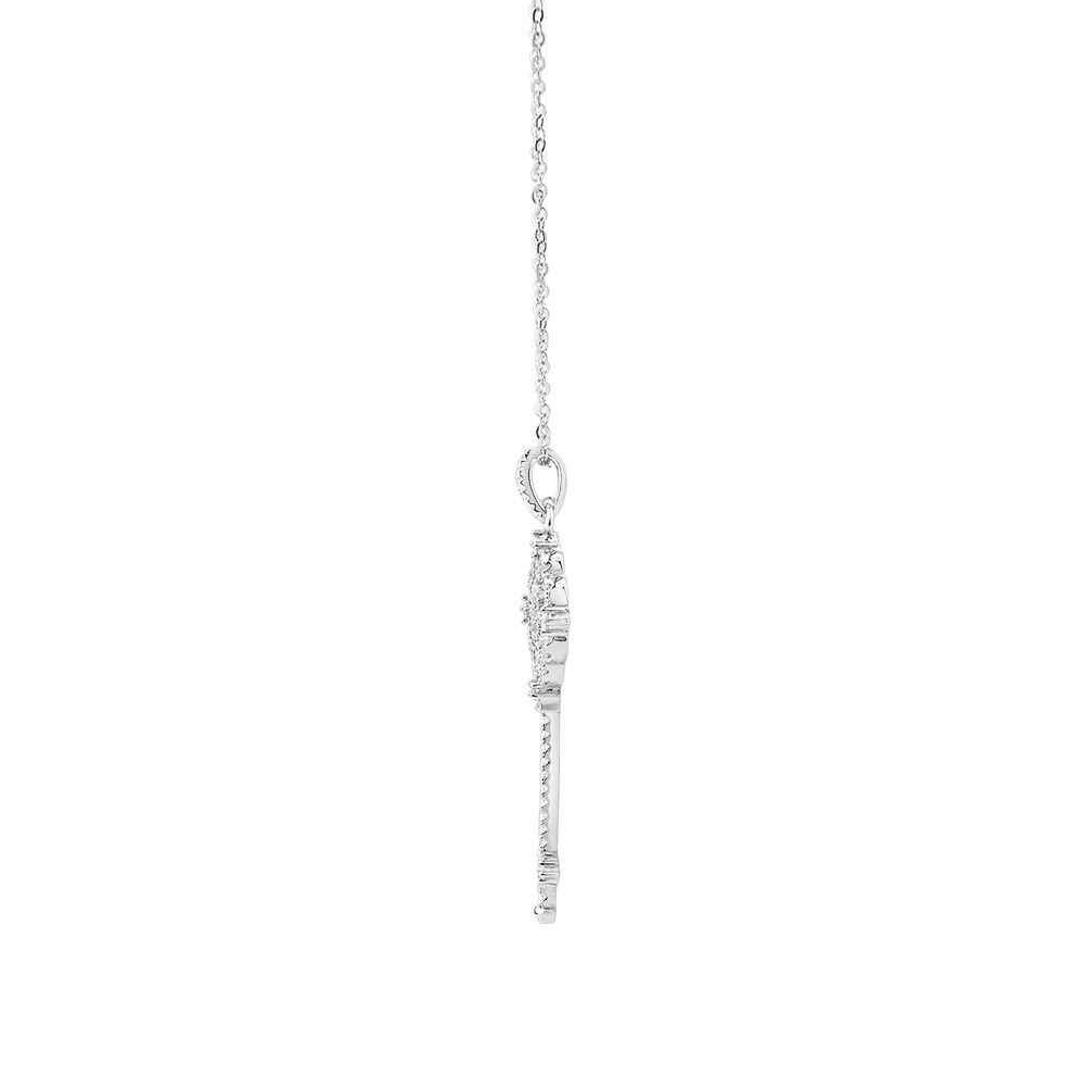 Key Pendant with Cubic Zirconia in Sterling Silver