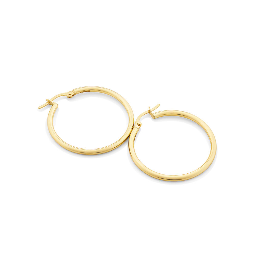 25mm Round Hoop Earrings in 10kt Yellow Gold