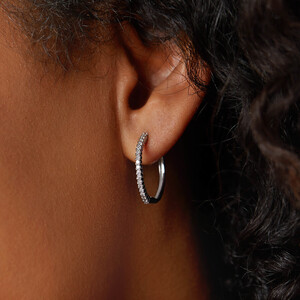 Hoop Earrings with 0.25 Carat TW Of Diamonds in 10kt White Gold