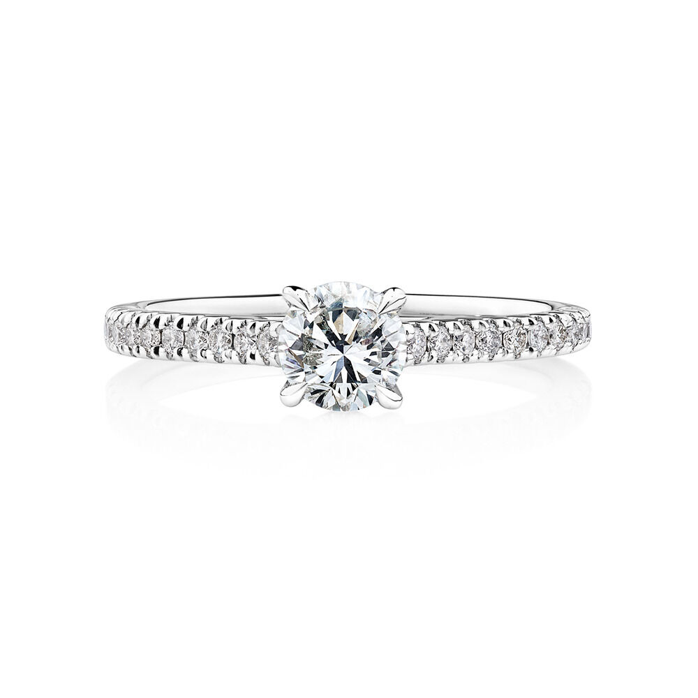 Engagement Ring with 0.78 Carat TW of Diamonds in 14kt White Gold
