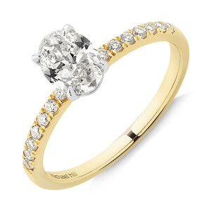 Southern Star Oval Engagement Ring with 0.85 Carat TW of Diamonds in 18kt Yellow & White Gold