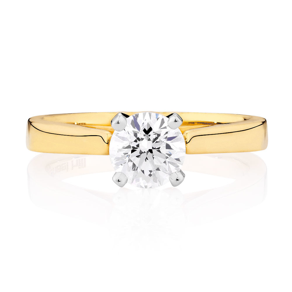 Certified Solitaire Engagement Ring with a 1 Carat TW Diamond in 14kt Yellow/White Gold