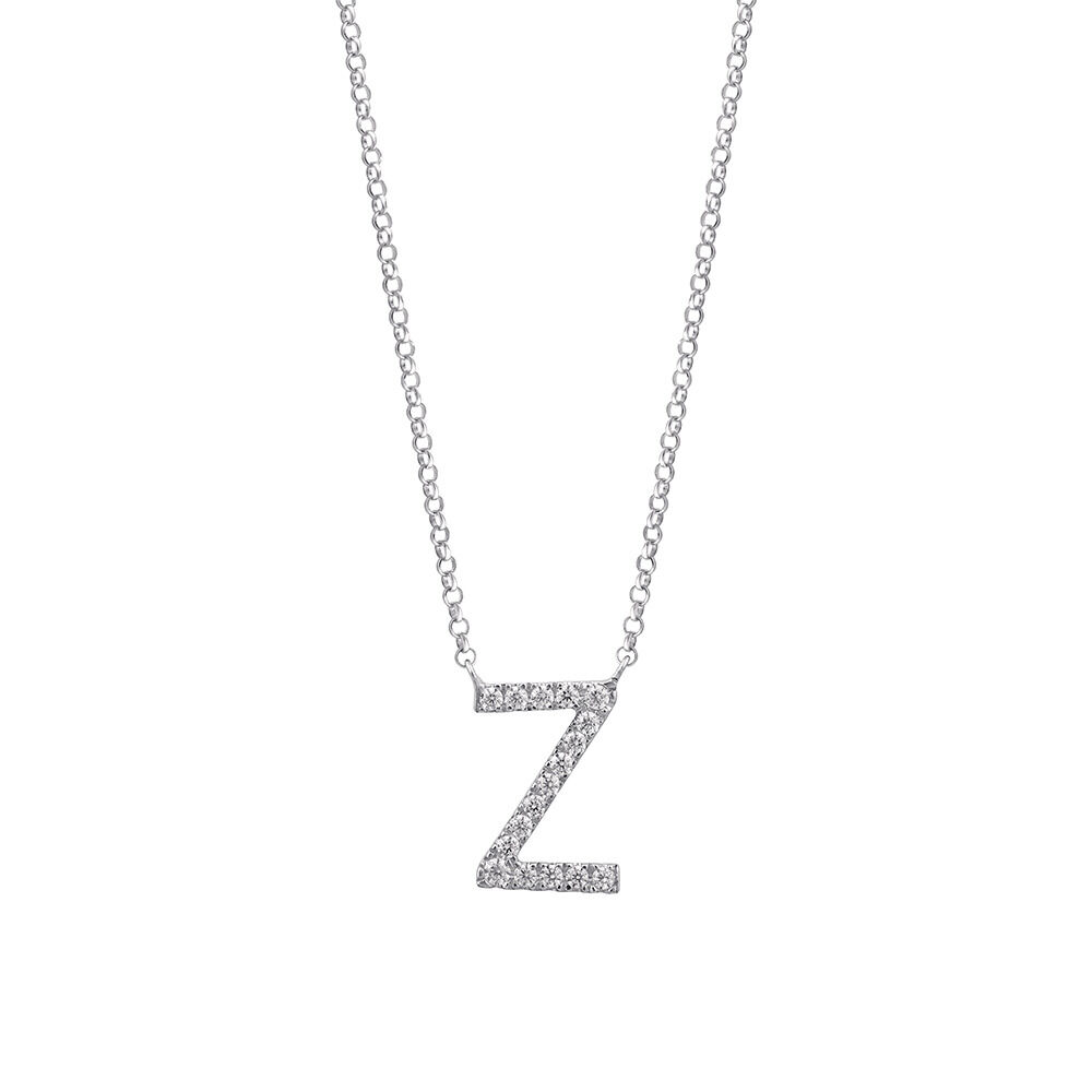 Z Initial Necklace with 0.10 Carat TW of Diamonds in 10kt White Gold
