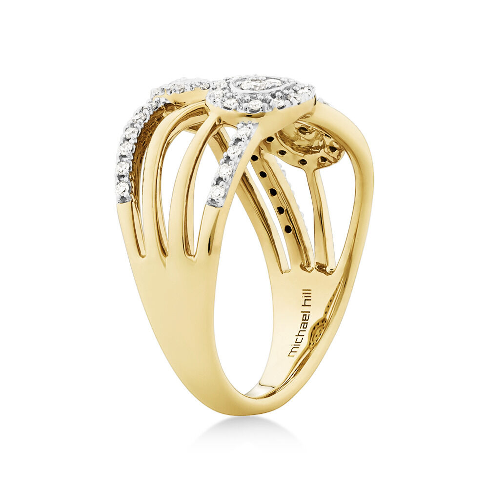 Fancy Cluster Ring with 0.30 Carat TW of Diamonds in 10kt Yellow Gold