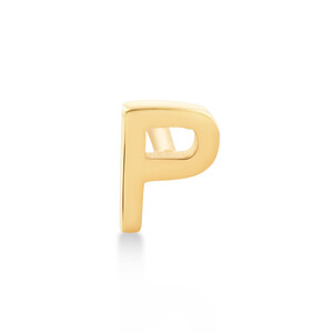P Initial Single Stud Earring in 10kt Yellow Gold
