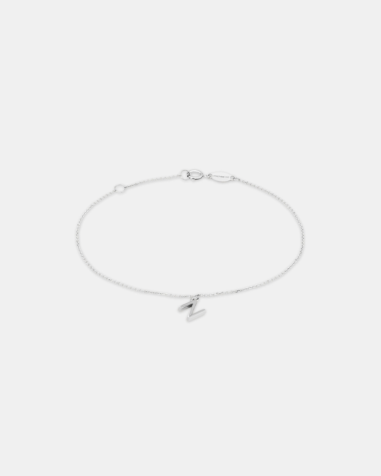 19cm 7.5 N Initial Bracelet in Sterling Silver
