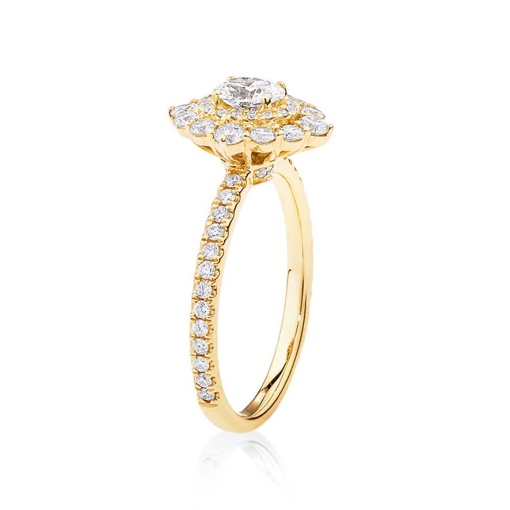 Sir Michael Hill Designer Oval Engagement Ring with 0.92 Carat TW Diamonds in 18kt Yellow Gold