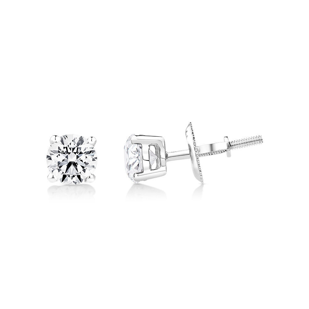 Classic Stud Earrings with 0.96 Carat TW of Diamonds in 14kt White Gold