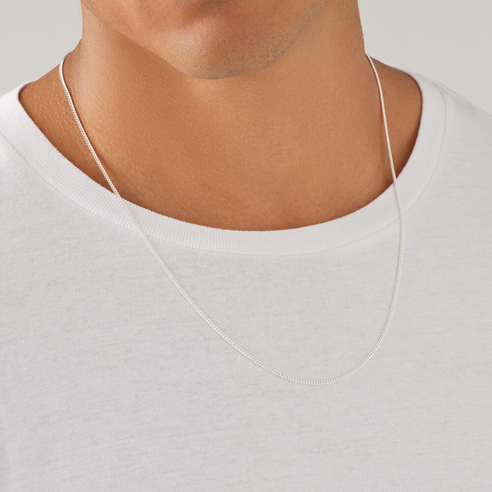 Chaîne gourmette de 60 cm en argent sterling, largeur de 1,5 à 2 mm
