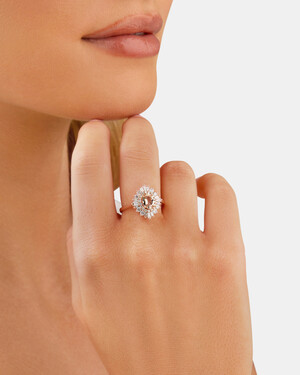 Ballerina Ring with Morganite & 0.75 Carat TW of Diamonds in 10kt Rose Gold
