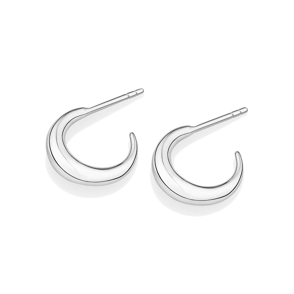 15mm Dome Hoop Earrings in Sterling Silver
