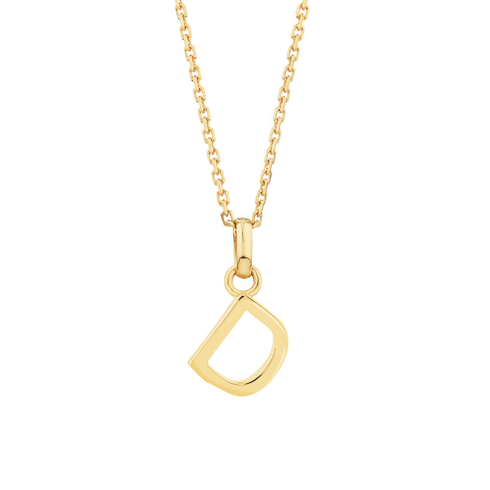 D Initial Pendant in 10kt Yellow Gold