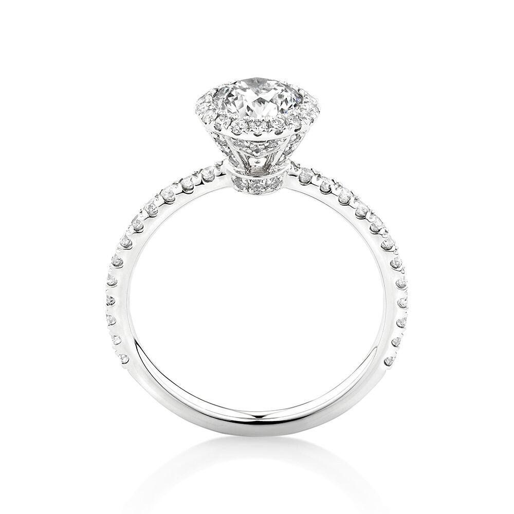 Bague de fiançailles en or blanc 18 K avec halo à diamants totalisant 1,36 ct Sir Michael Hill Designer