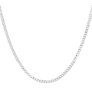 50cm (20") 2.5mm-3mm Width Curb Chain in Sterling Silver