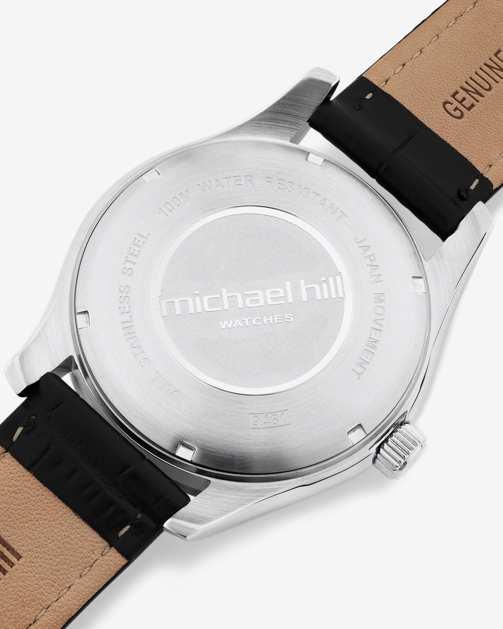 Black leather silver watch online