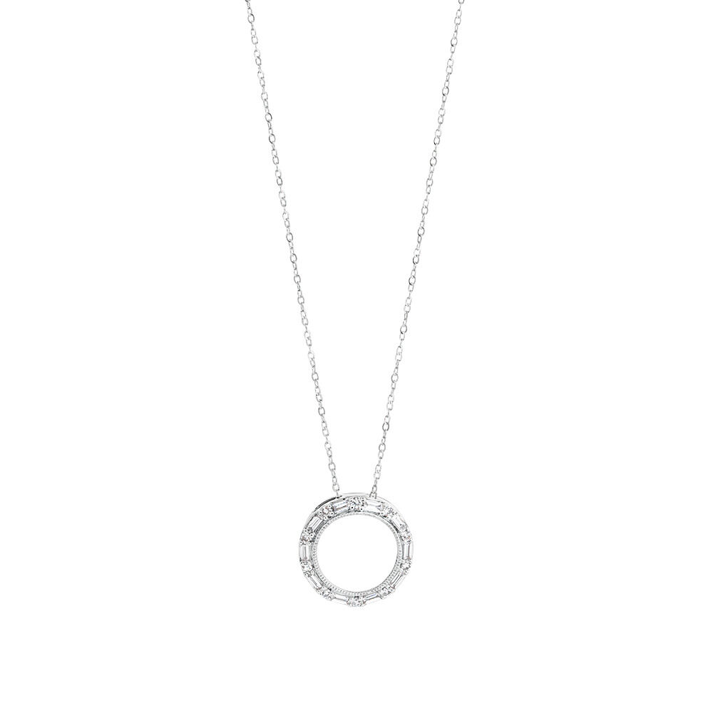 Circle Pendant with 0.20 Carat TW of Diamonds in 10kt White Gold