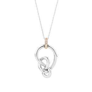 Knots Pendant with Pink Diamonds in Sterling Silver & 10kt Rose Gold