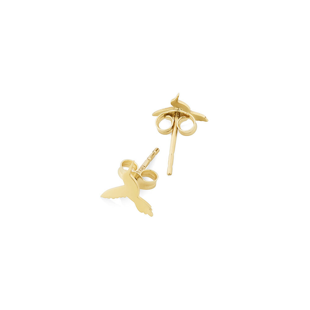 Hummingbird Stud Earrings In 10kt Yellow Gold