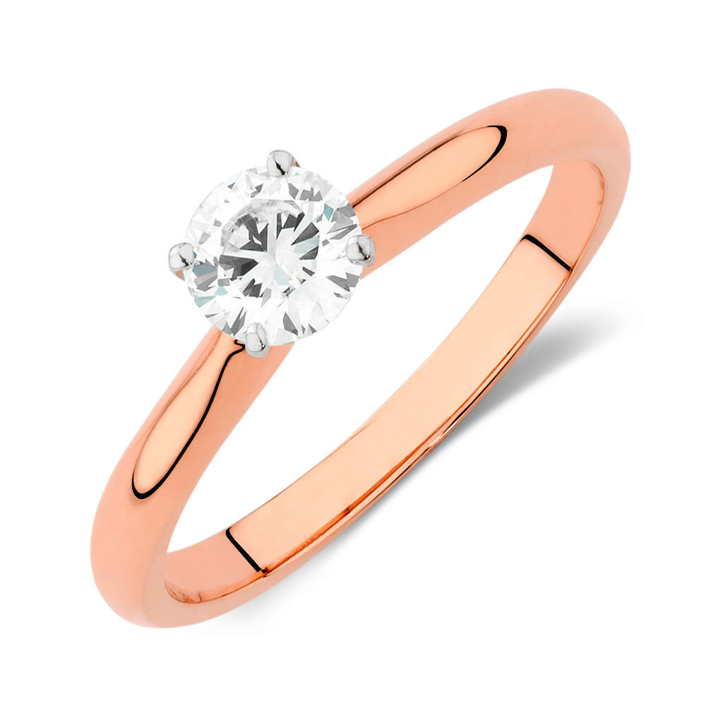 Certified Solitaire Engagement Ring with a 0.50 Carat TW Diamond in 14kt Rose and White Gold