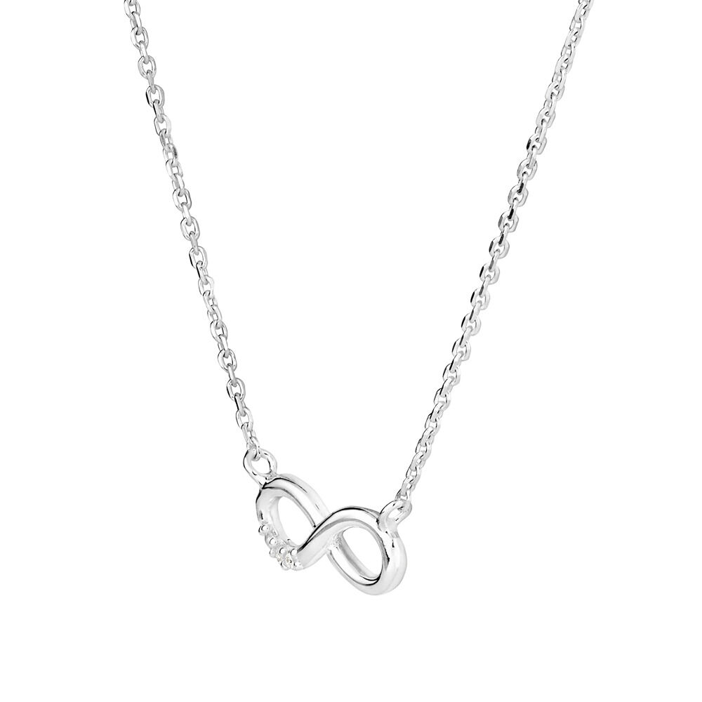 45cm (17") Infinity Necklace with Cubic Zirconia in Sterling Silver