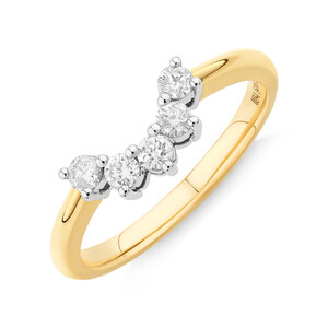 Bague de fiançailles en or jaune et blanc 14 K avec diamants totalisant 0,50 ct