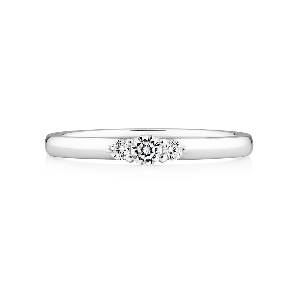 Three Stone Ring with Cubic Zirconia in Sterling Silver